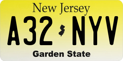 NJ license plate A32NYV