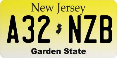NJ license plate A32NZB