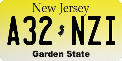 NJ license plate A32NZI