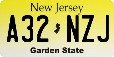 NJ license plate A32NZJ