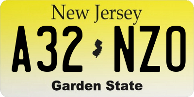 NJ license plate A32NZO