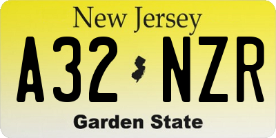 NJ license plate A32NZR