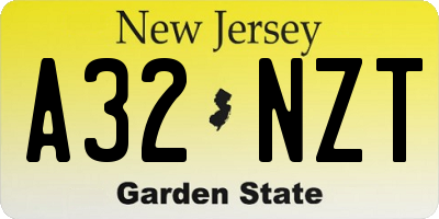 NJ license plate A32NZT
