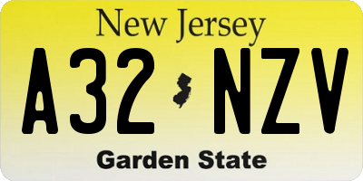 NJ license plate A32NZV