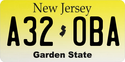 NJ license plate A32OBA