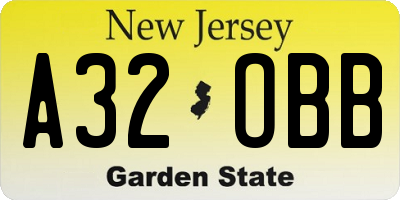 NJ license plate A32OBB