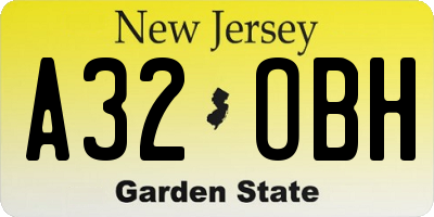 NJ license plate A32OBH