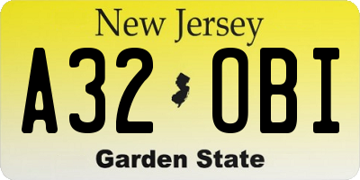 NJ license plate A32OBI