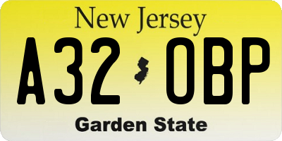 NJ license plate A32OBP