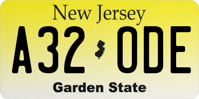 NJ license plate A32ODE
