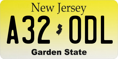 NJ license plate A32ODL