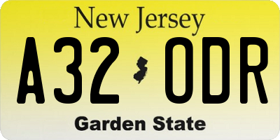 NJ license plate A32ODR
