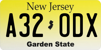 NJ license plate A32ODX