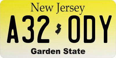 NJ license plate A32ODY