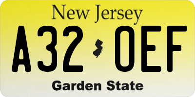 NJ license plate A32OEF