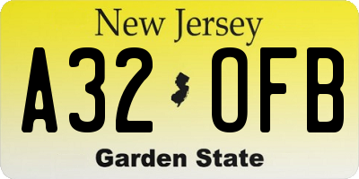 NJ license plate A32OFB