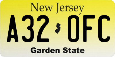 NJ license plate A32OFC