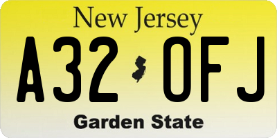 NJ license plate A32OFJ
