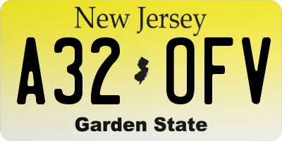 NJ license plate A32OFV