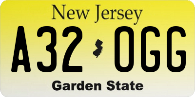 NJ license plate A32OGG