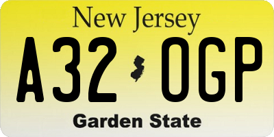 NJ license plate A32OGP