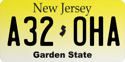NJ license plate A32OHA