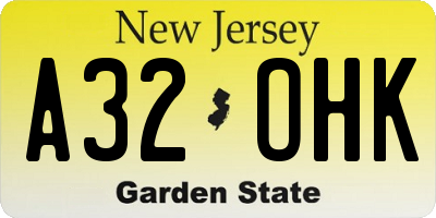 NJ license plate A32OHK