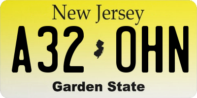 NJ license plate A32OHN