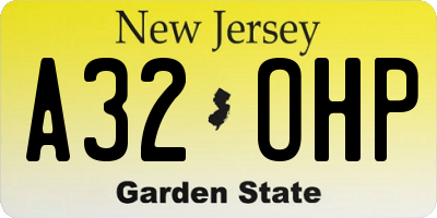 NJ license plate A32OHP