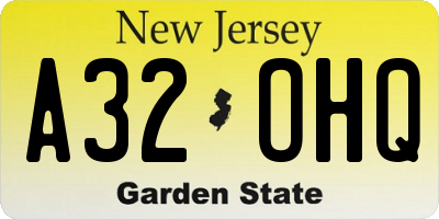 NJ license plate A32OHQ