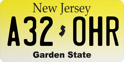 NJ license plate A32OHR