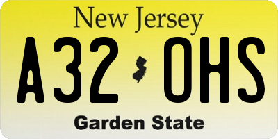 NJ license plate A32OHS