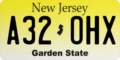 NJ license plate A32OHX