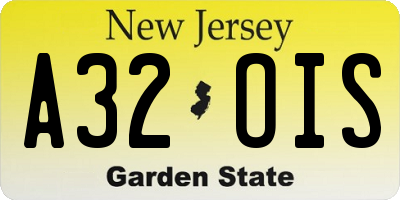 NJ license plate A32OIS