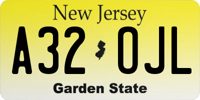 NJ license plate A32OJL