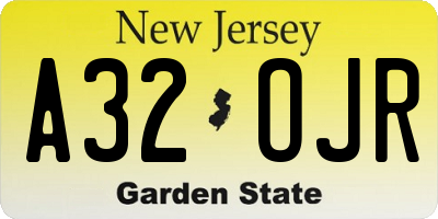 NJ license plate A32OJR