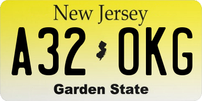 NJ license plate A32OKG