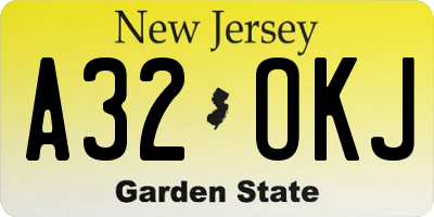 NJ license plate A32OKJ