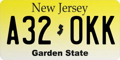NJ license plate A32OKK