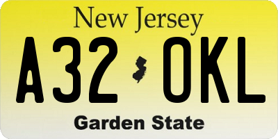 NJ license plate A32OKL