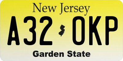 NJ license plate A32OKP