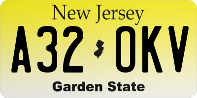 NJ license plate A32OKV