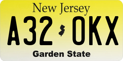 NJ license plate A32OKX