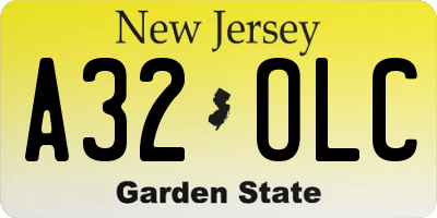 NJ license plate A32OLC