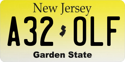NJ license plate A32OLF