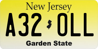 NJ license plate A32OLL