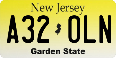 NJ license plate A32OLN