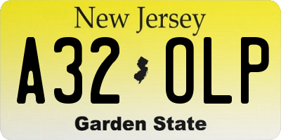 NJ license plate A32OLP