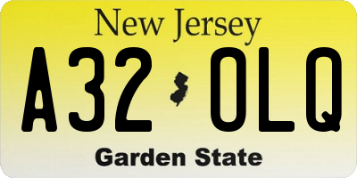 NJ license plate A32OLQ