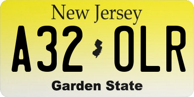 NJ license plate A32OLR